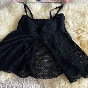 Bahia Black Lace Push Up Bra Tankini Swimsuit Top